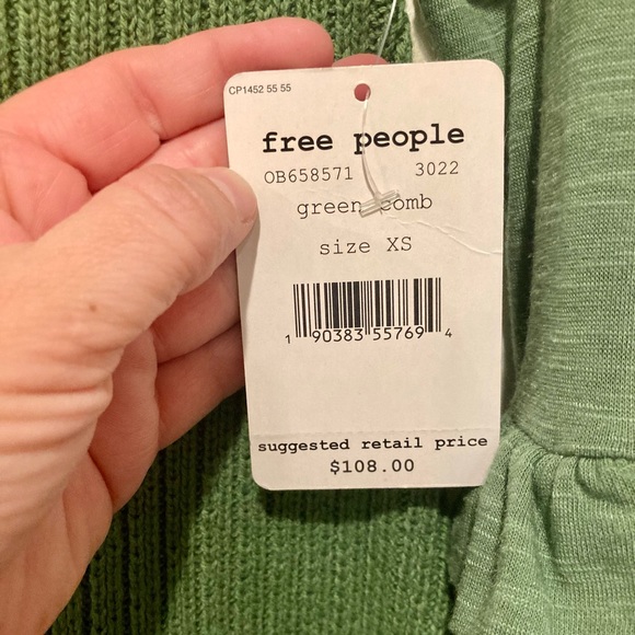 NWT, Free People Zou Bisou Knit Sweater Dress, Size XS, Green - Picture 8 of 13